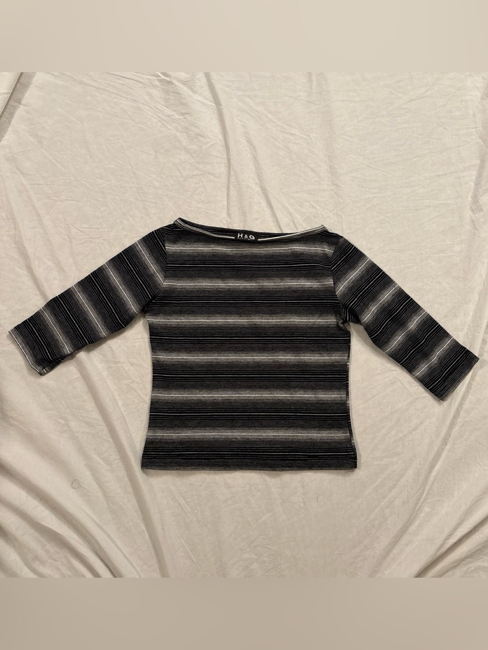 H & G (Hip & Gorgeous) Black and White Striped Knit Top